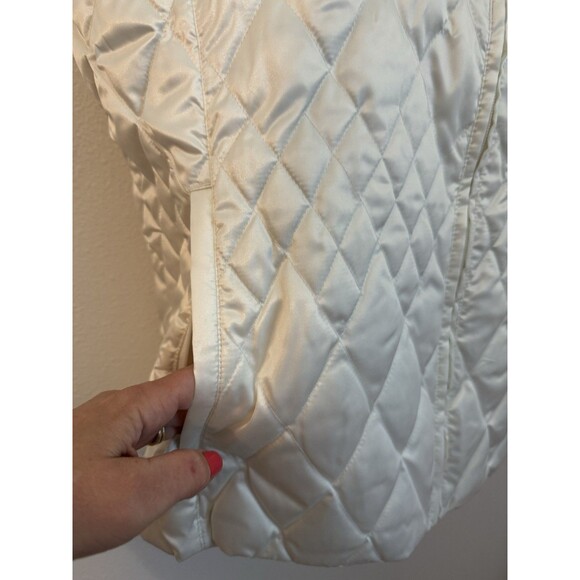 Lands End Puffer Vest Quilted Size XL/18-20 Ivory New Fall Winter Goose Down - Picture 3 of 9